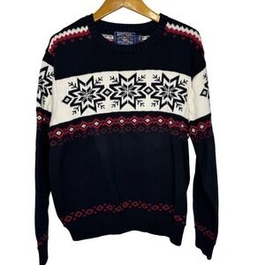 Vintage American Living Nordic Snowflake Sweater Mens Large